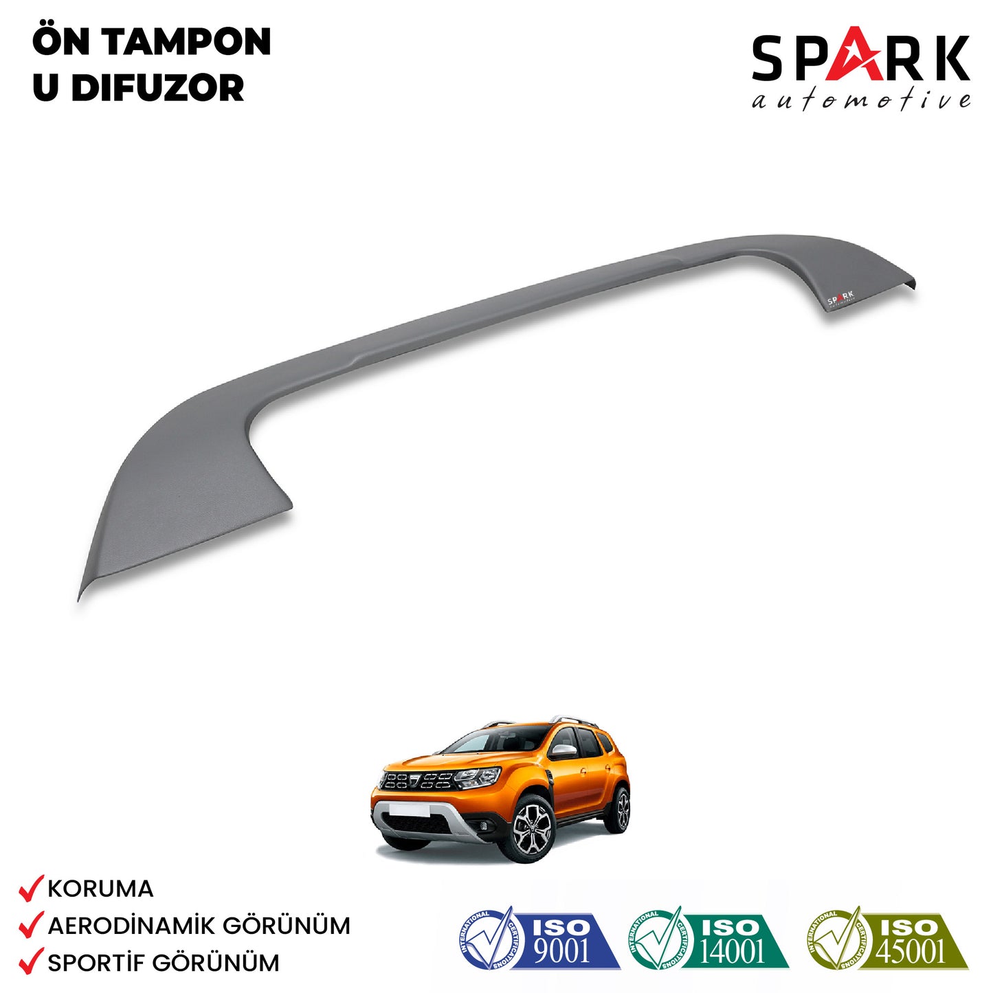 Dacia Duster 2018-2024 Yıl Aralığı Uyumlu Ön Tampon U Difüzör