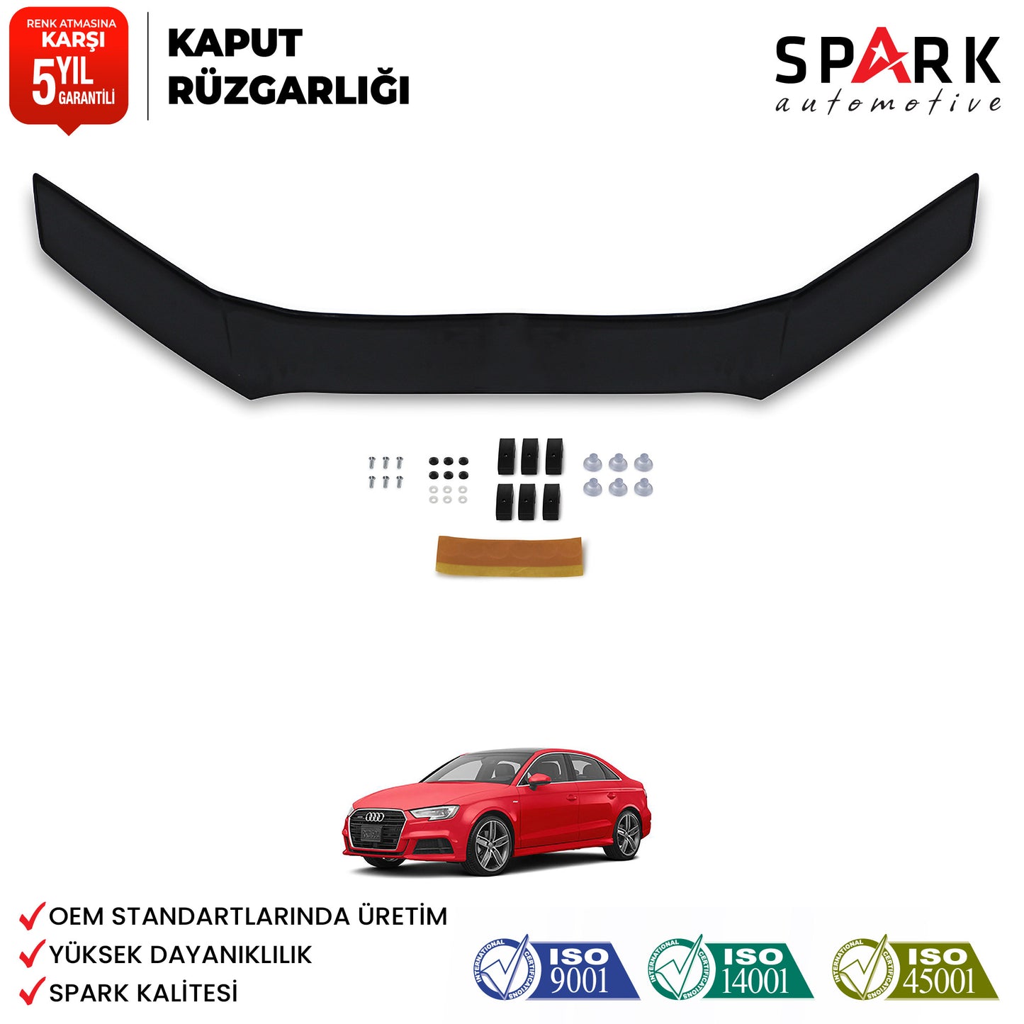 Audi A3 2016-2020 Uyumlu Kaput Rüzgarlığı 3mm