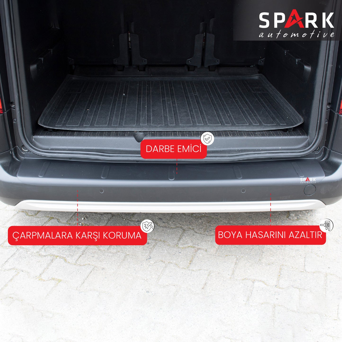 Citroen Berlingo 2019- Yılı ve Sonrası Uyumlu Arka Tampon Eşiği Mat