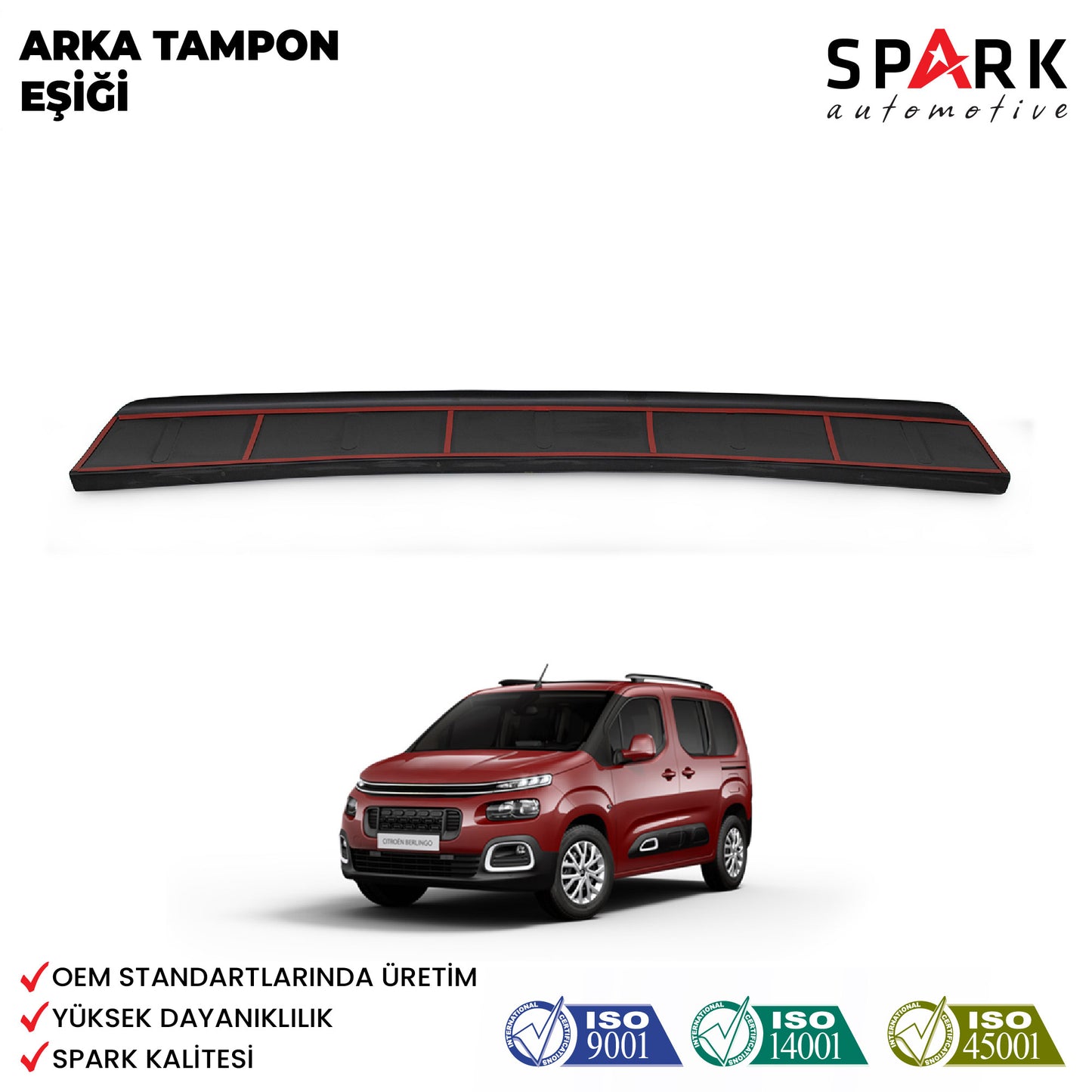 Citroen Berlingo 2019- Yılı ve Sonrası Uyumlu Arka Tampon Eşiği Mat