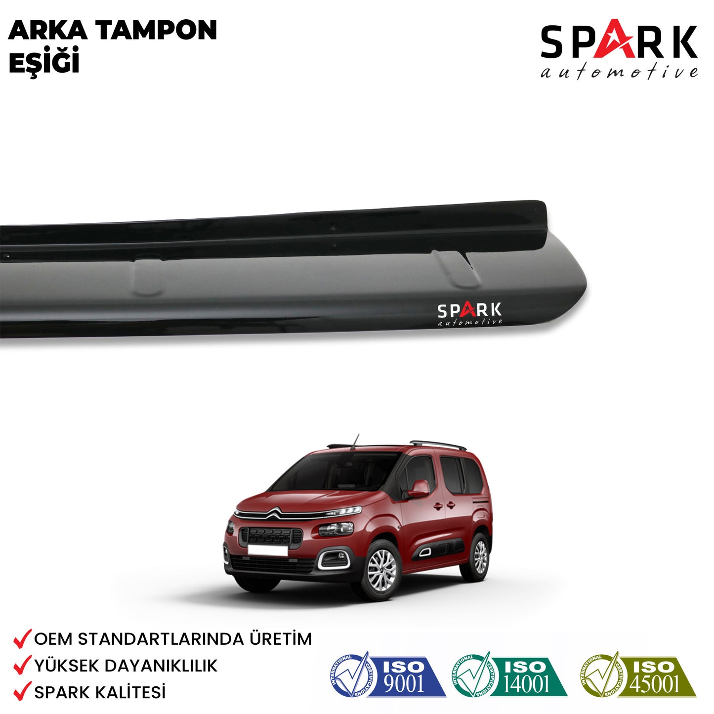 Citroen Berlingo 2019- Yılı ve Sonrası Uyumlu Arka Tampon Eşiği Parlak