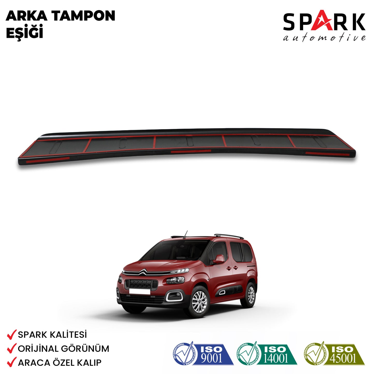 Citroen Berlingo 2019- Yılı ve Sonrası Uyumlu Arka Tampon Eşiği Parlak