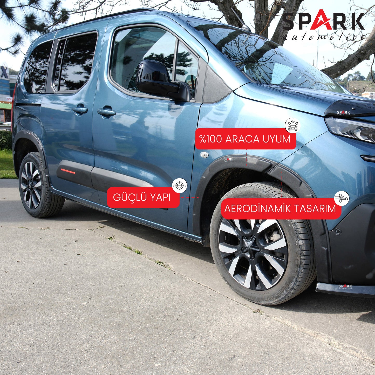 Citroen Berlingo 2019- Yılı ve Sonrası Uyumlu Çamurluk Dodik 8 Parça