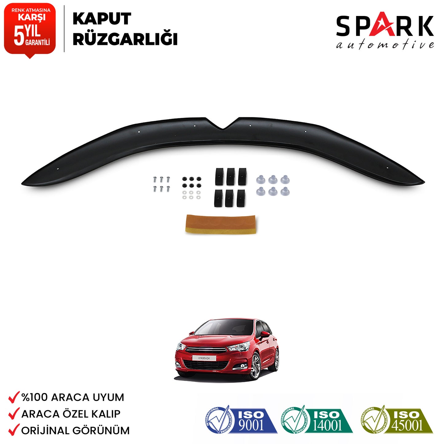 Citroen C-4 2011- Yılı ve Sonrası Uyumlu Kaput Rüzgarlığı 3mm