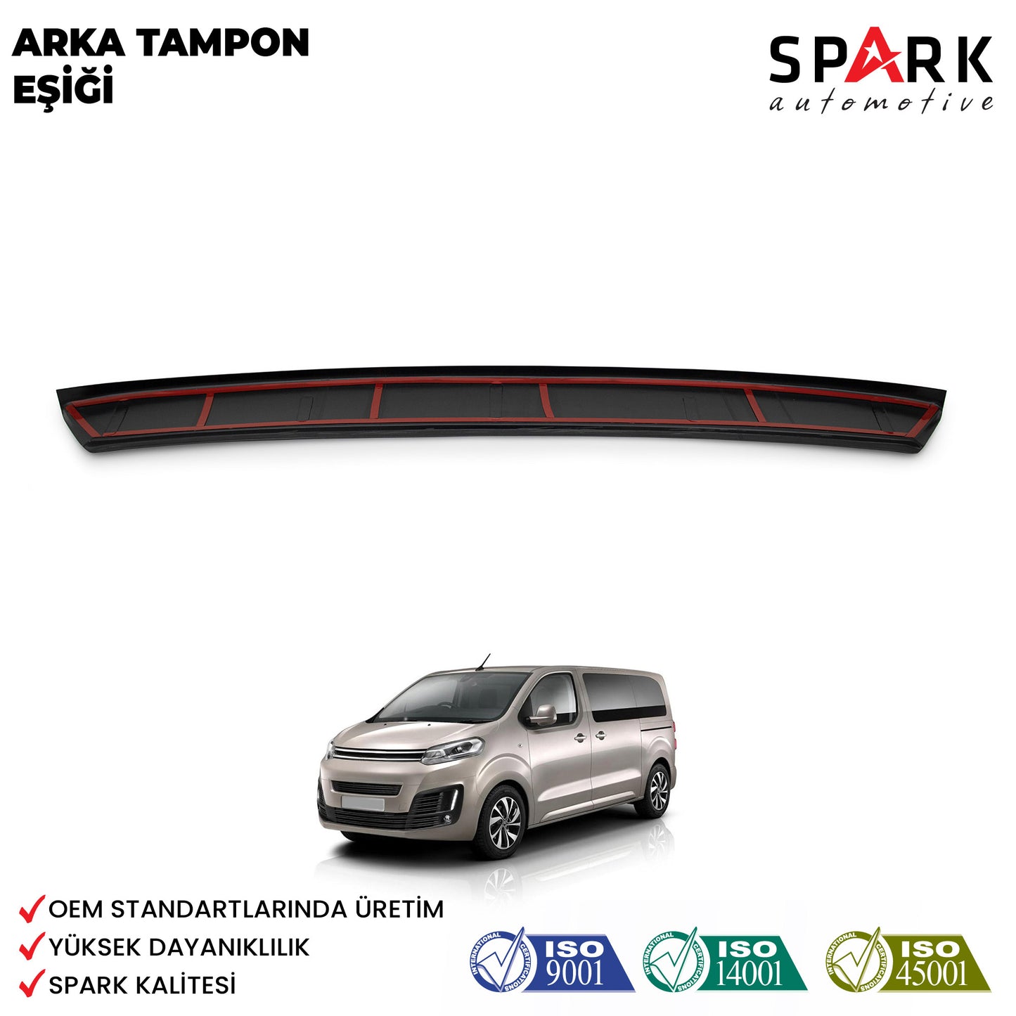 Citroen Jumpy 2017- Yılı ve Sonrası Uyumlu Arka Tampon Eşiği Parlak