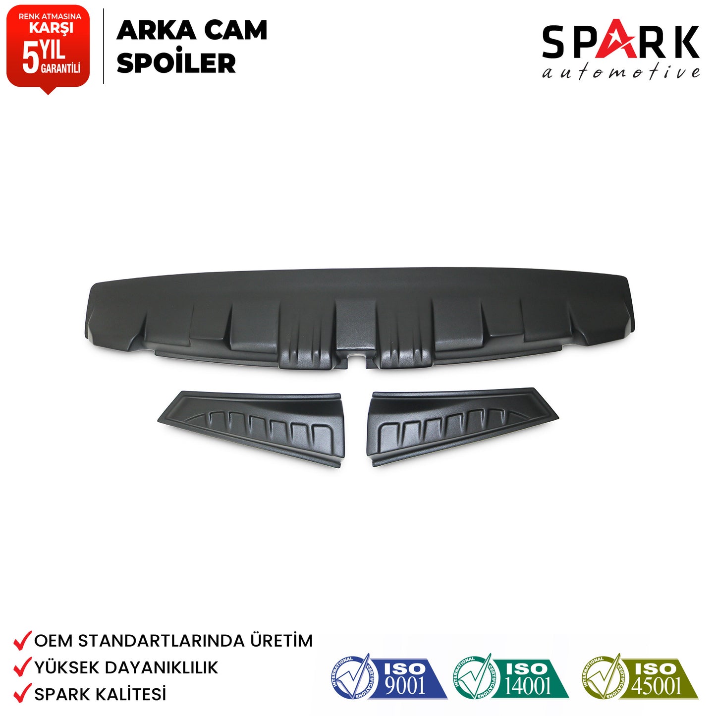Dacia Duster 2010-2017 Yıl Aralığı Uyumlu Arka Cam Spoyler 3 Parça