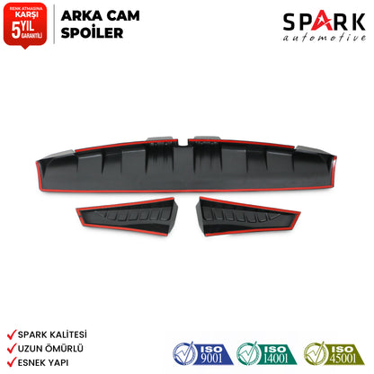 Dacia Duster 2010-2017 Yıl Aralığı Uyumlu Arka Cam Spoyler 3 Parça