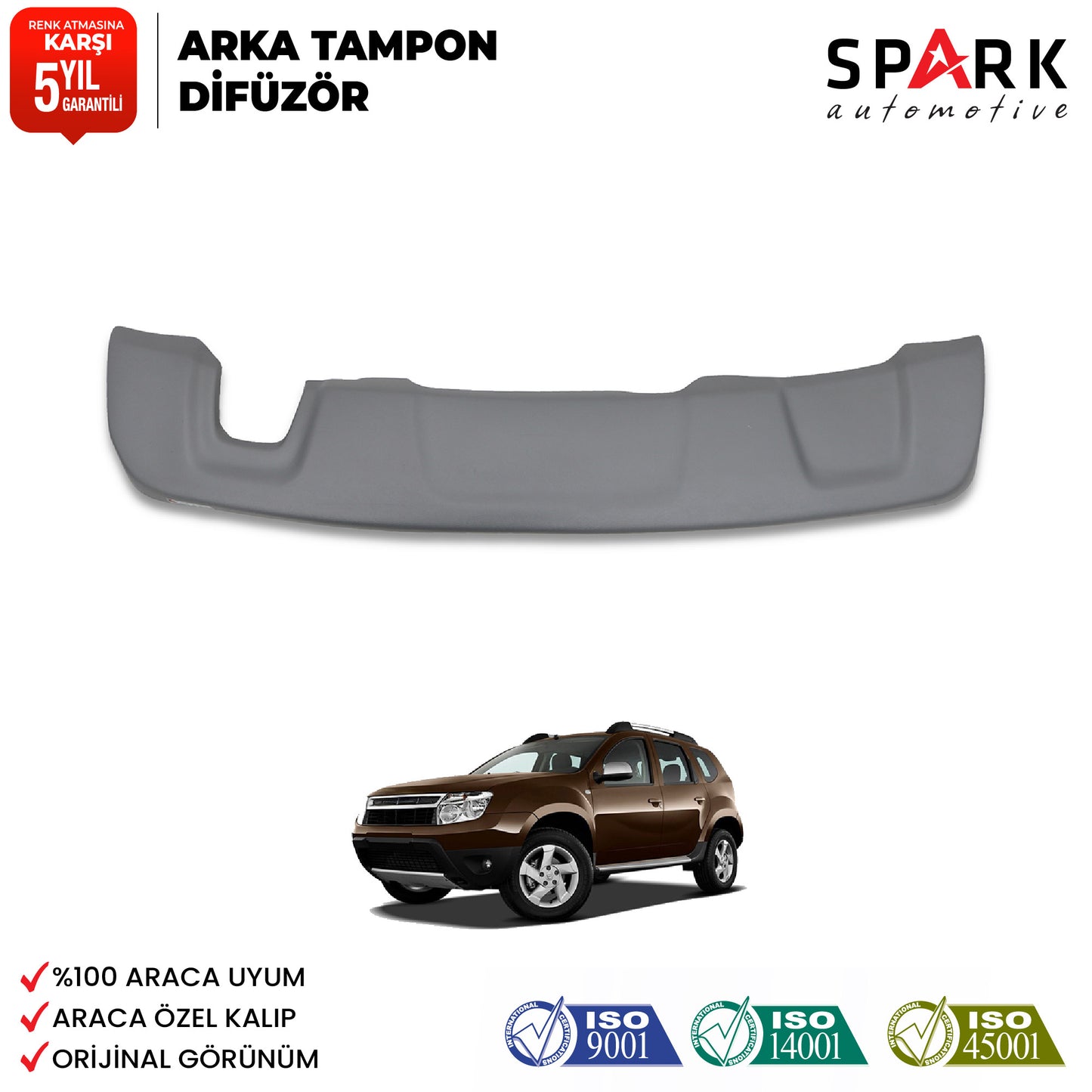 Dacia Duster 2010-2017 Yıl Aralığı Uyumlu Arka Tampon Difüzör