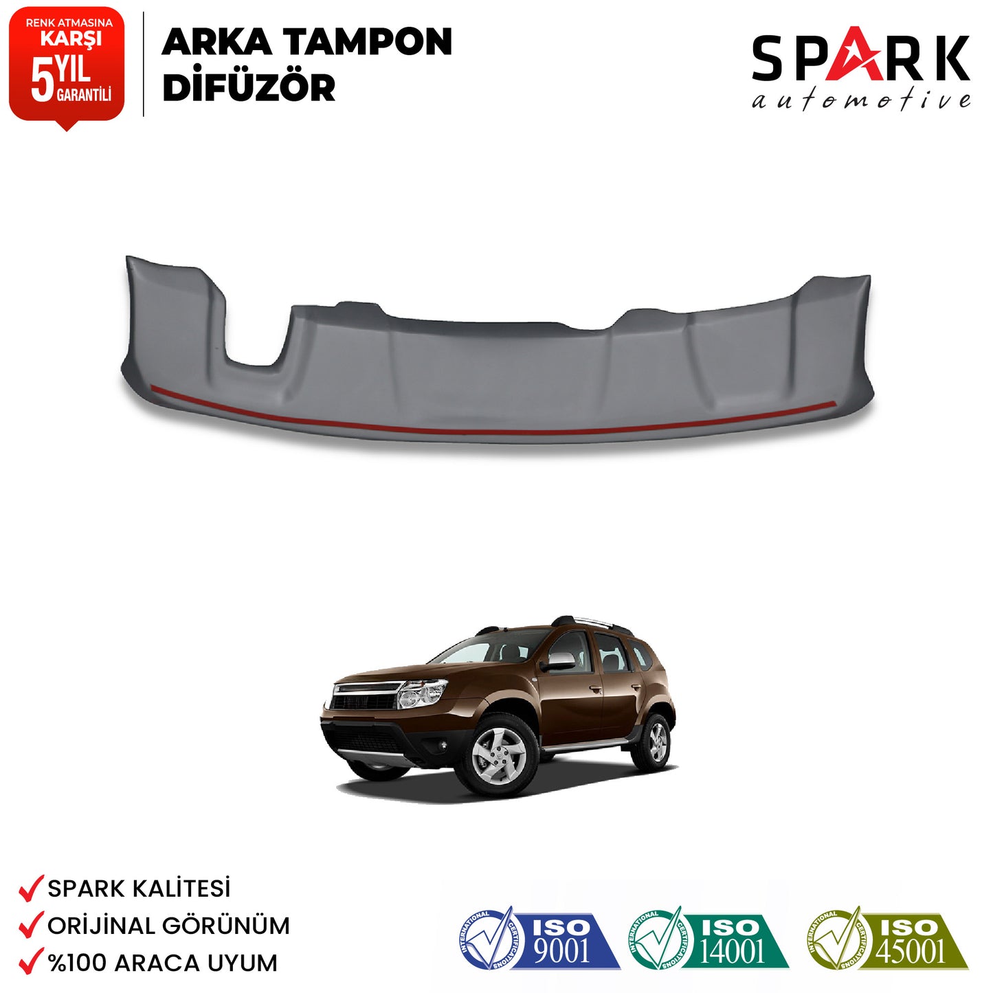 Dacia Duster 2010-2017 Yıl Aralığı Uyumlu Arka Tampon Difüzör