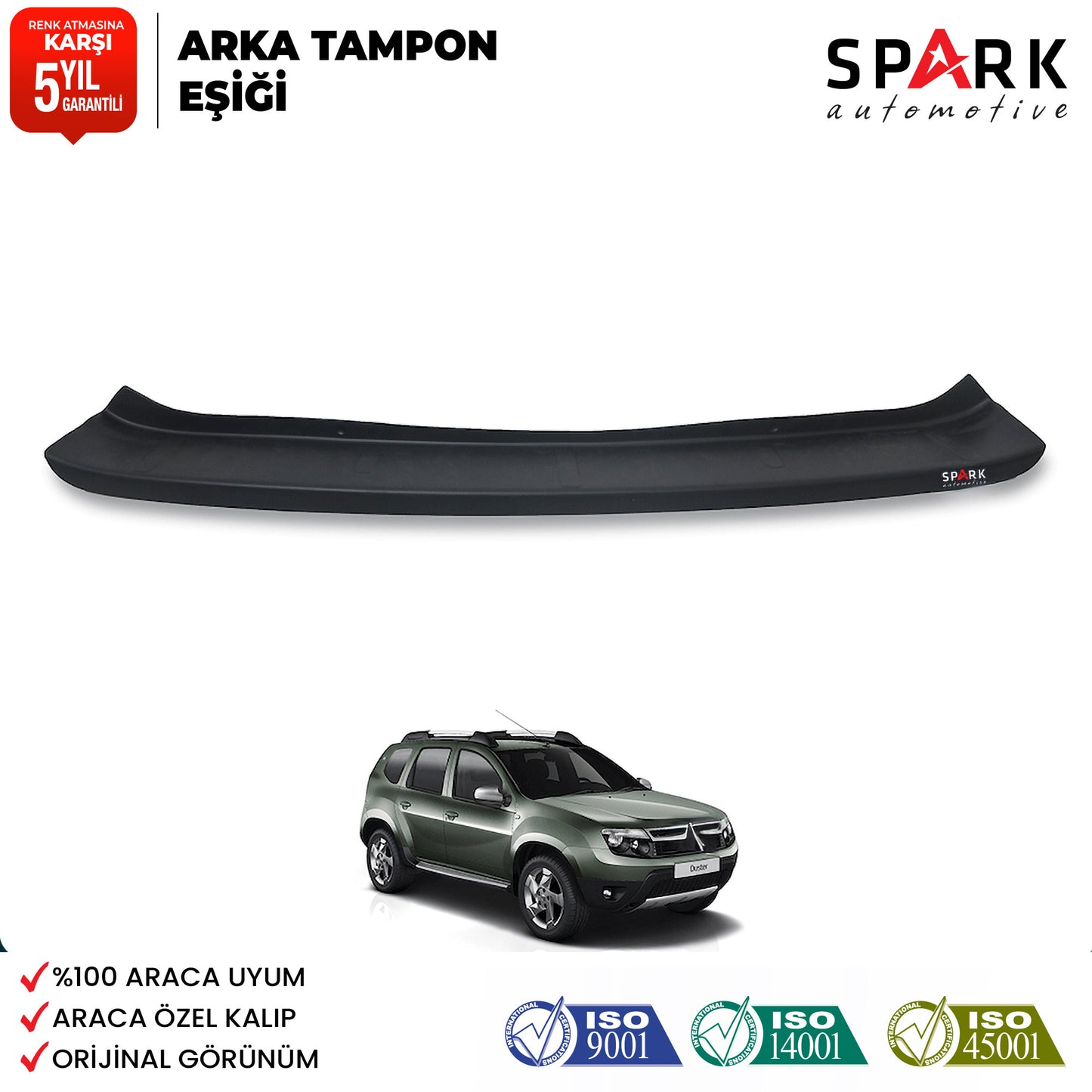 Dacia Duster 2010-2017 Yıl Aralığı Uyumlu Arka Tampon Eşiği Mat