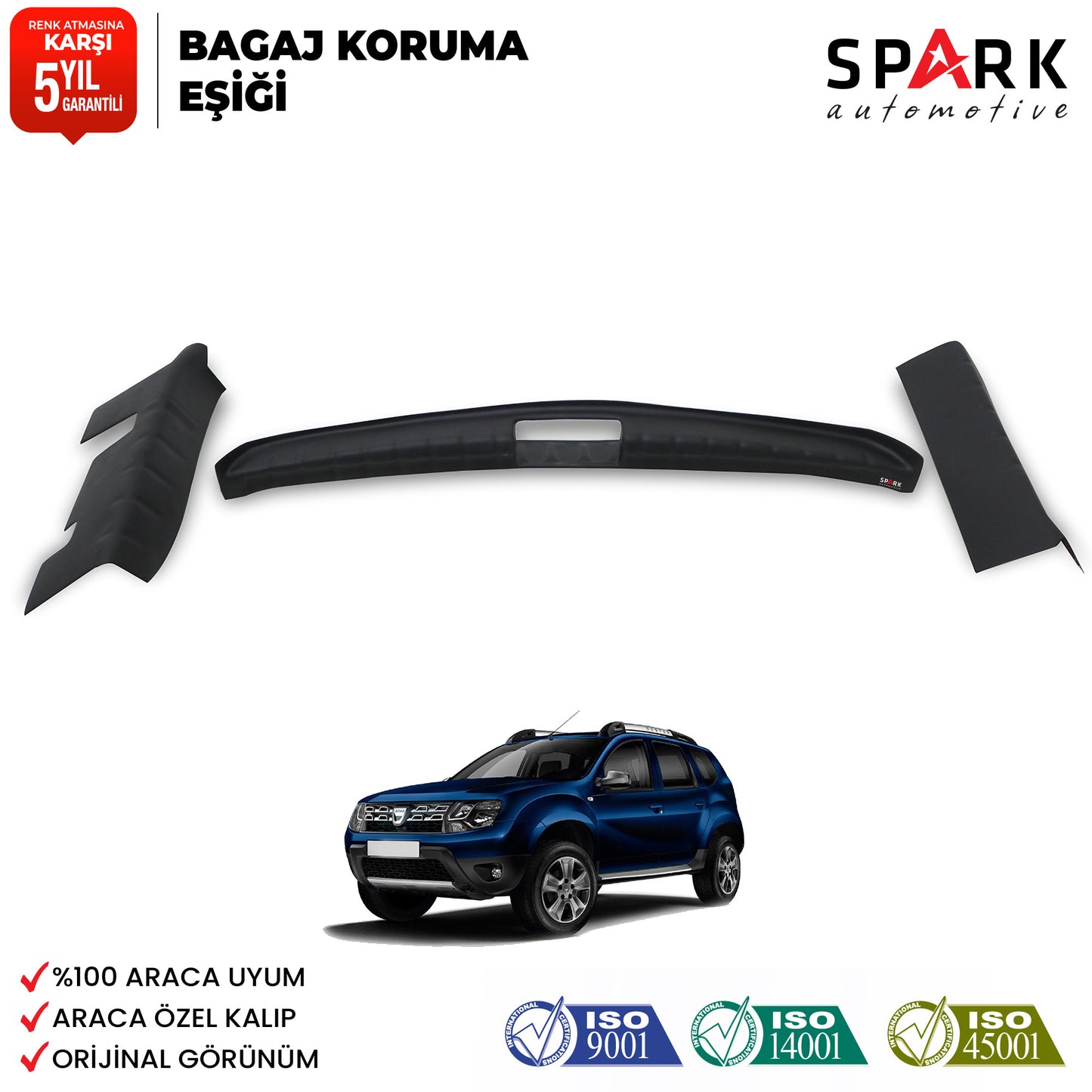 Dacia Duster 2010-2017 Yıl Aralığı Uyumlu Bagaj Koruma Eşiği 3 Parça