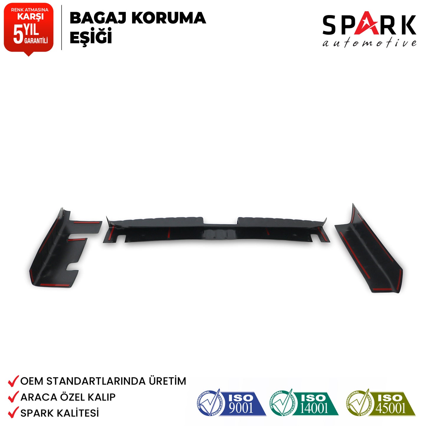 Dacia Duster 2010-2017 Yıl Aralığı Uyumlu Bagaj Koruma Eşiği 3 Parça