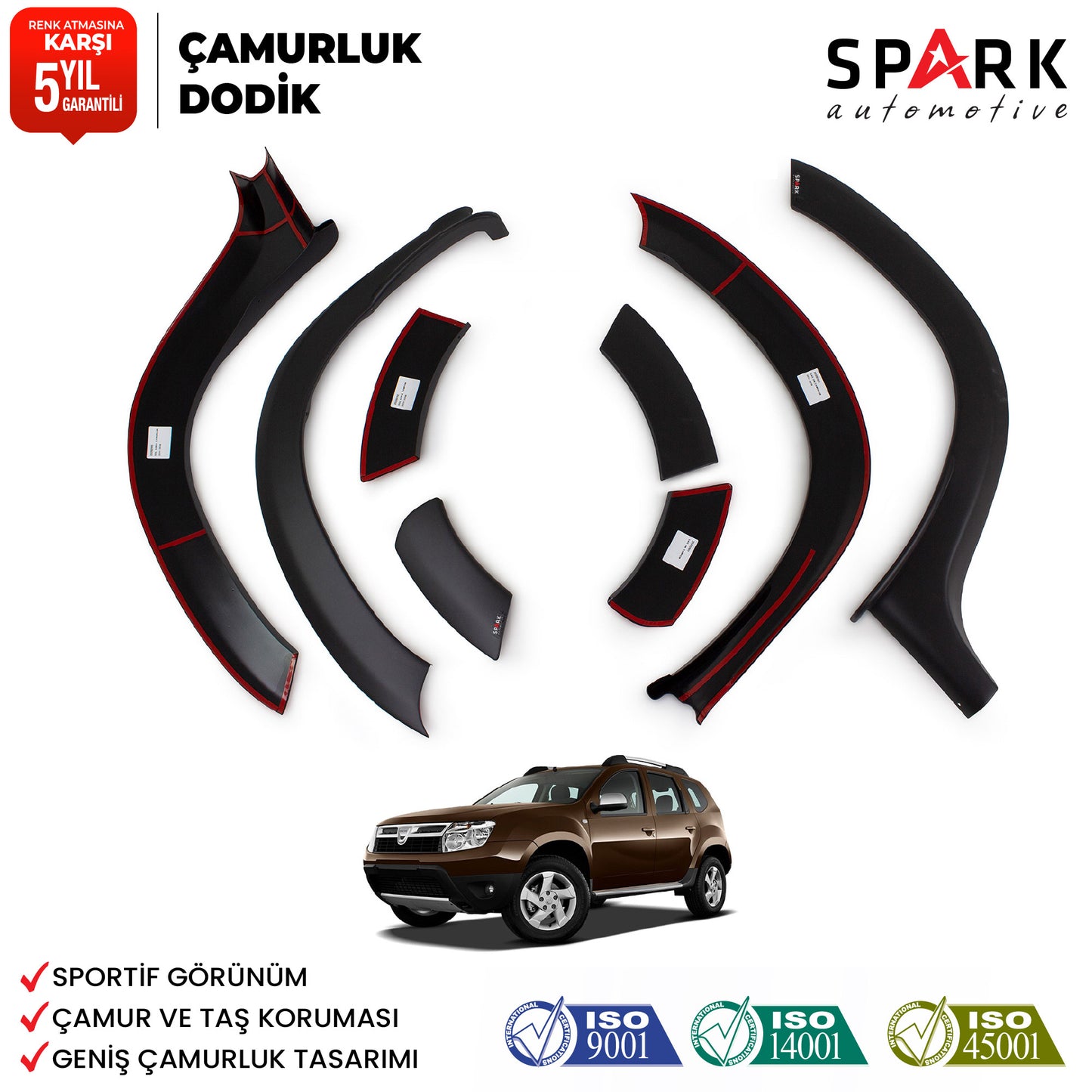 Dacia Duster 2010-2017 Yıl Aralığı Uyumlu 8 Parça Çamurluk Dodik