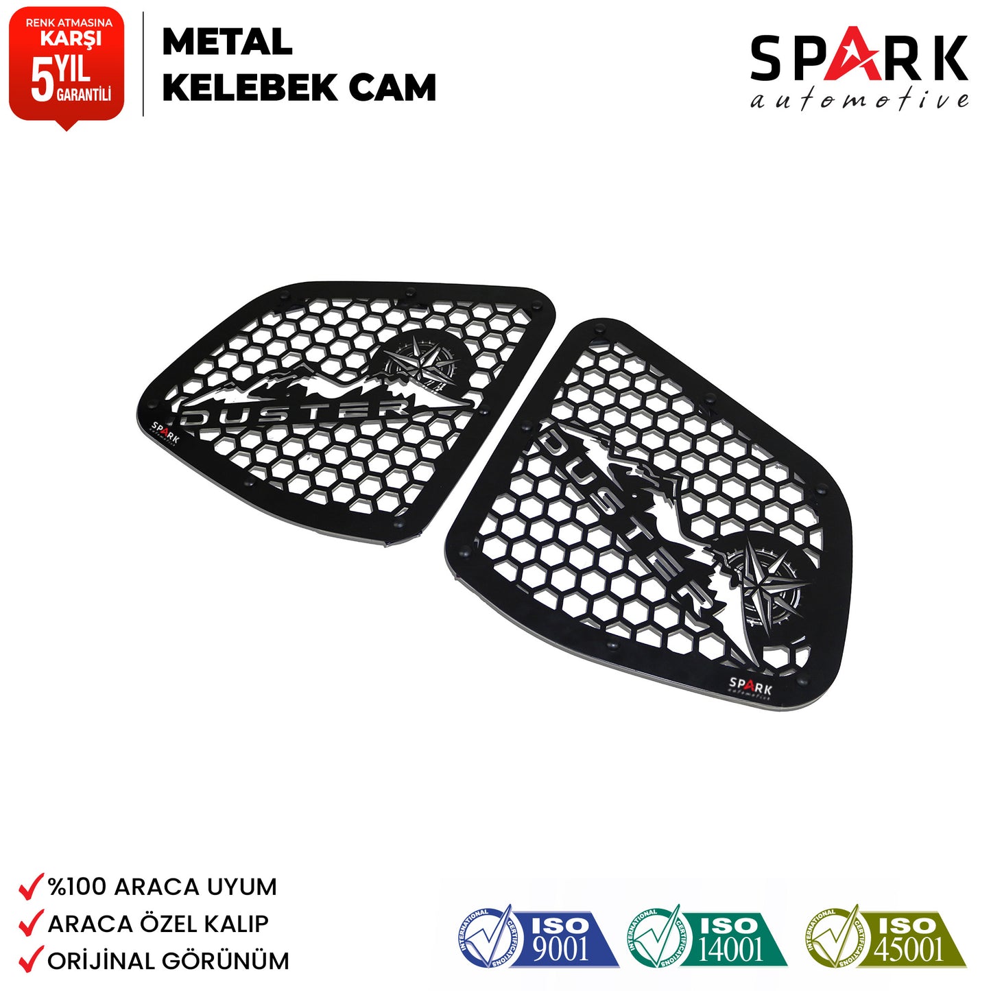 Dacia Duster 2010-2017 Yıl Aralığı Uyumlu Metal Kelebek Cam 2 Parça