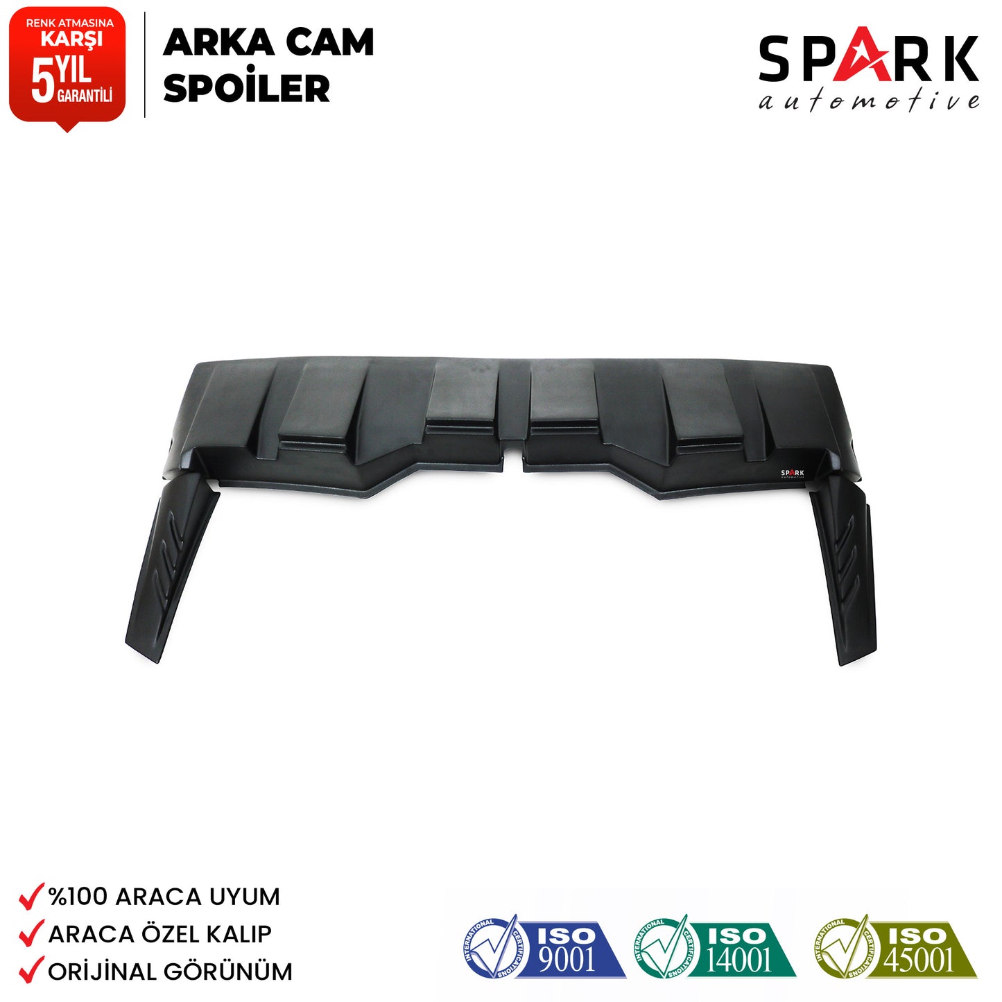 Dacia Duster 2018-2022 Yıl Aralığı Uyumlu Arka Cam Spoiler 3 Parça