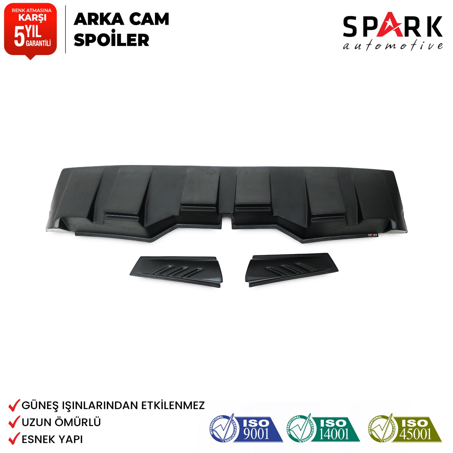 Dacia Duster 2018-2022 Yıl Aralığı Uyumlu Arka Cam Spoiler 3 Parça
