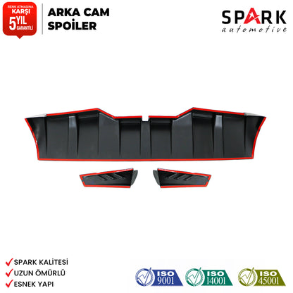 Dacia Duster 2018-2022 Yıl Aralığı Uyumlu Arka Cam Spoiler 3 Parça