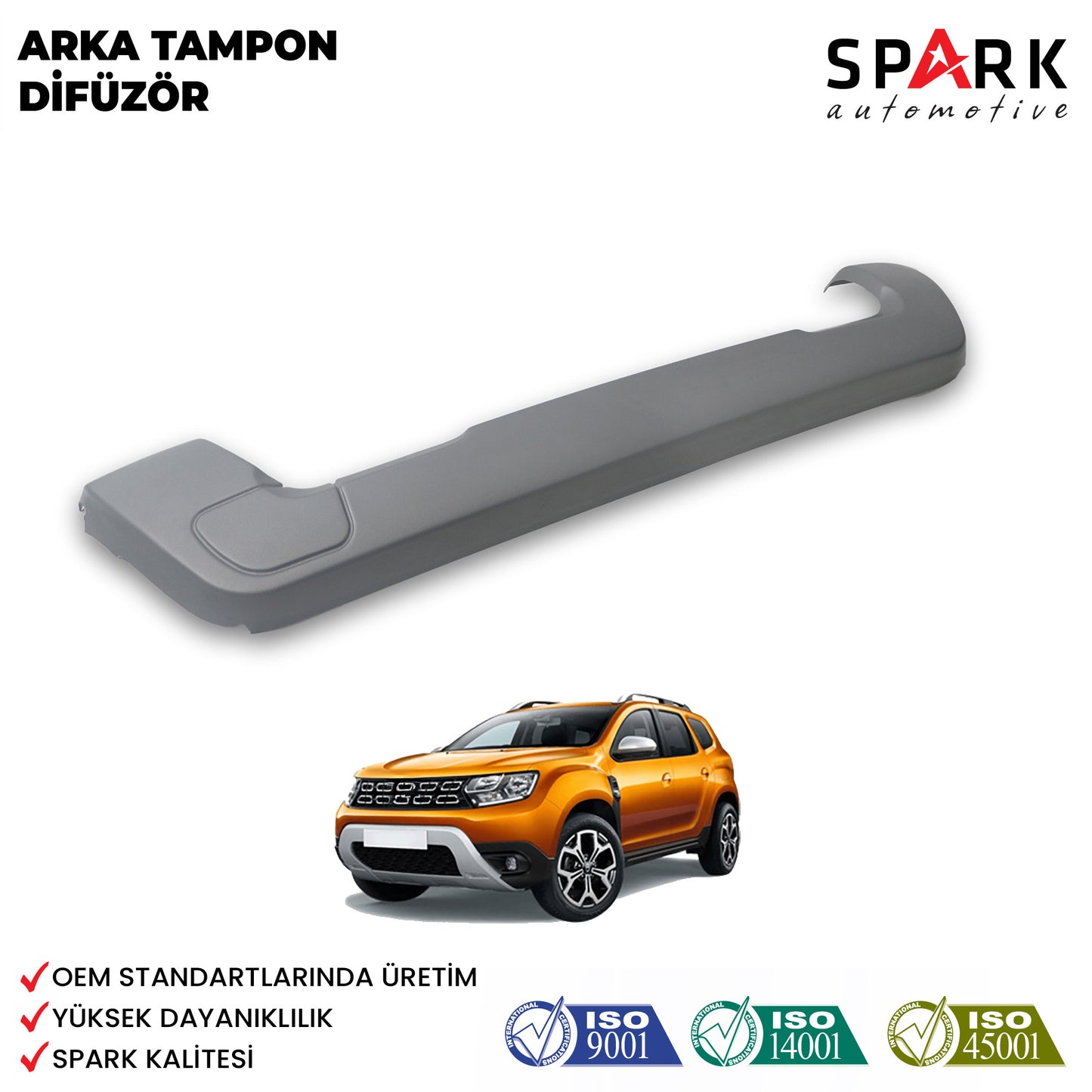 Dacia Duster 2018-2024 Yıl Aralığı Uyumlu Arka Tampon U Difüzör