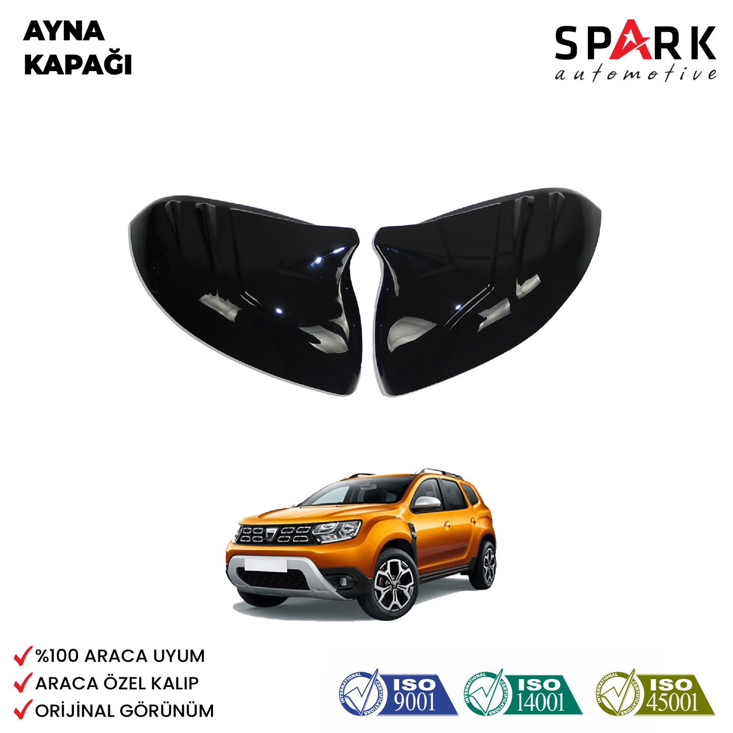 Dacia Duster 2018-2024 Yıl Aralığı Uyumlu Ayna Kapağı 2 Parça