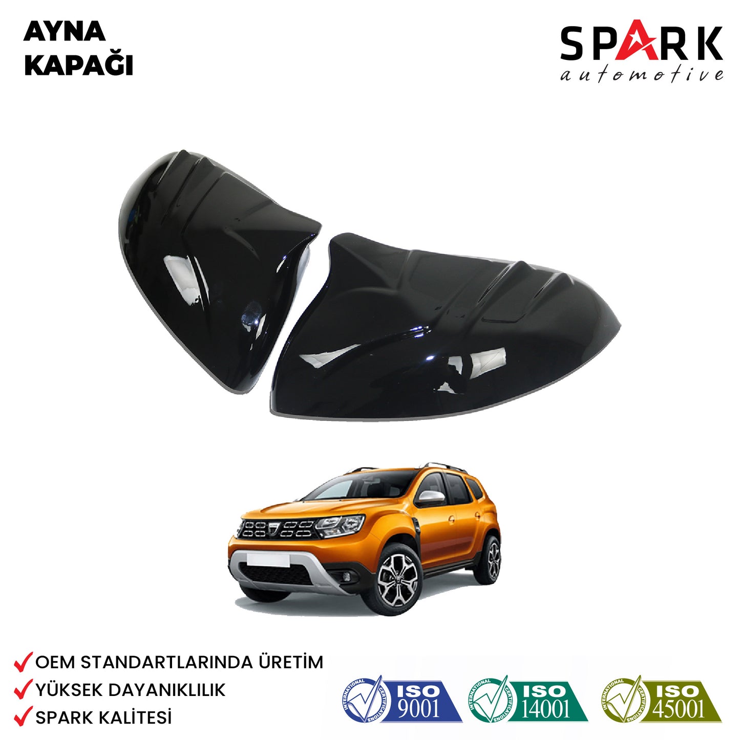 Dacia Duster 2018-2024 Yıl Aralığı Uyumlu Ayna Kapağı 2 Parça