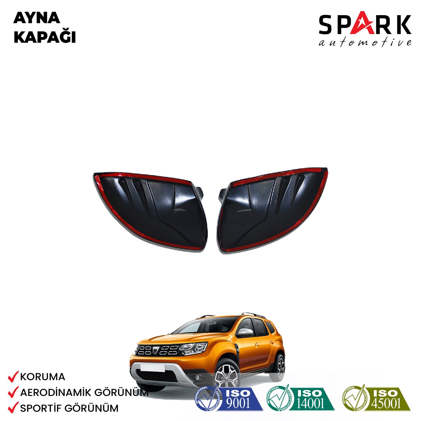 Dacia Duster 2018-2024 Yıl Aralığı Uyumlu Ayna Kapağı 2 Parça