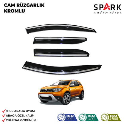Dacia Duster 2018-2024 Yıl Aralığı Uyumlu Cam Rüzgarlığı 4 Parça Kromlu