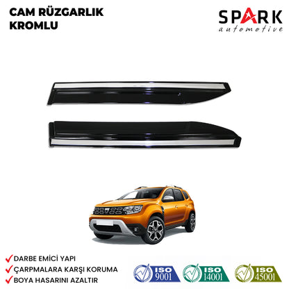 Dacia Duster 2018-2024 Yıl Aralığı Uyumlu Cam Rüzgarlığı 4 Parça Kromlu