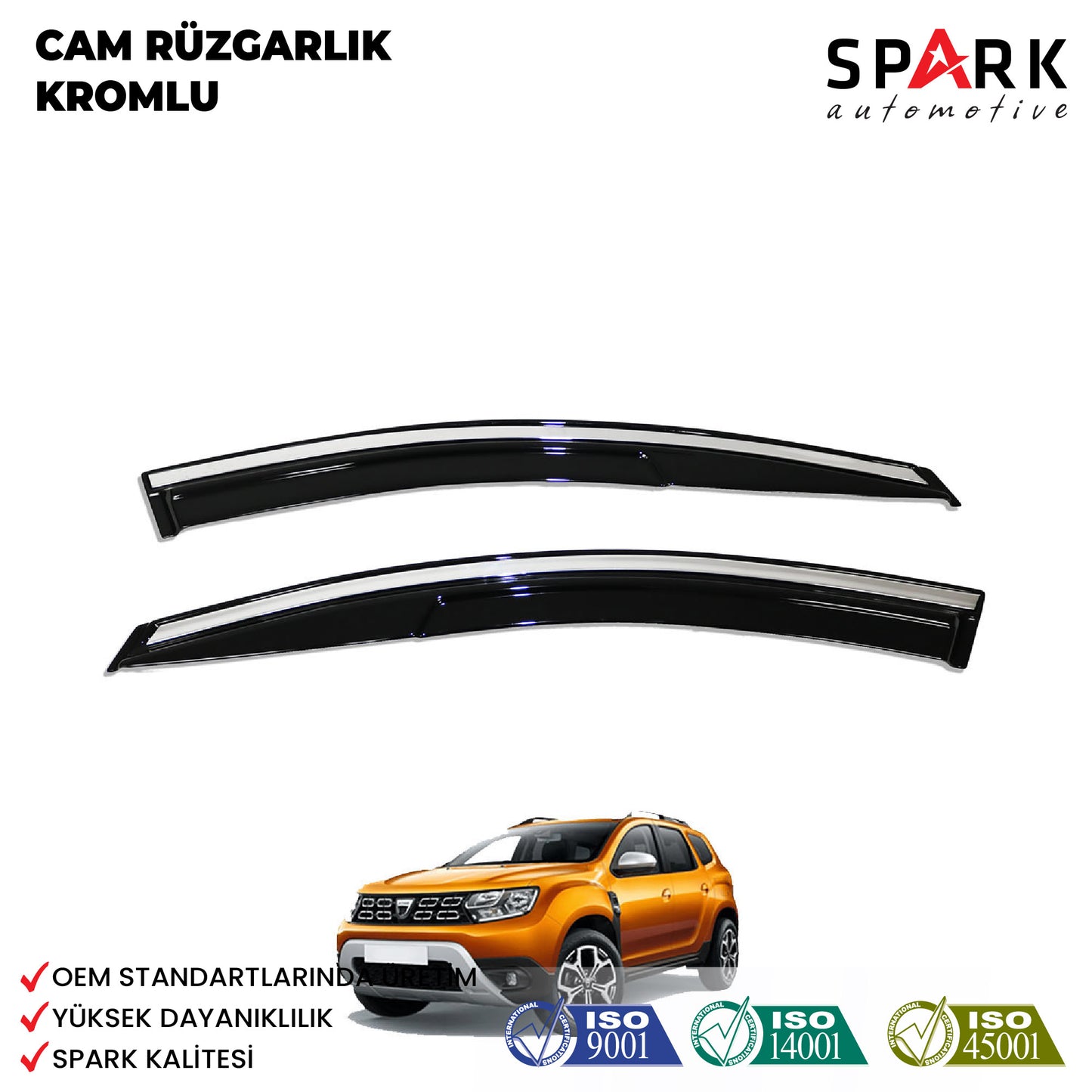 Dacia Duster 2018-2024 Yıl Aralığı Uyumlu Cam Rüzgarlığı 4 Parça Kromlu