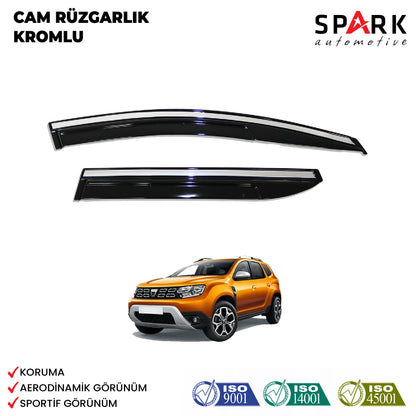 Dacia Duster 2018-2024 Yıl Aralığı Uyumlu Cam Rüzgarlığı 4 Parça Kromlu