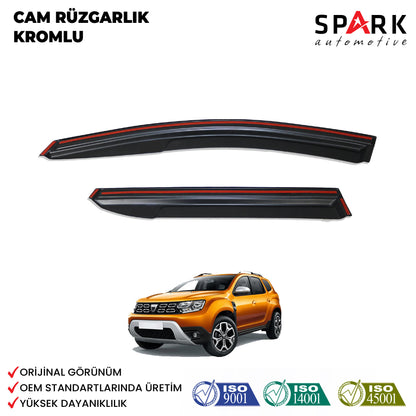 Dacia Duster 2018-2024 Yıl Aralığı Uyumlu Cam Rüzgarlığı 4 Parça Kromlu