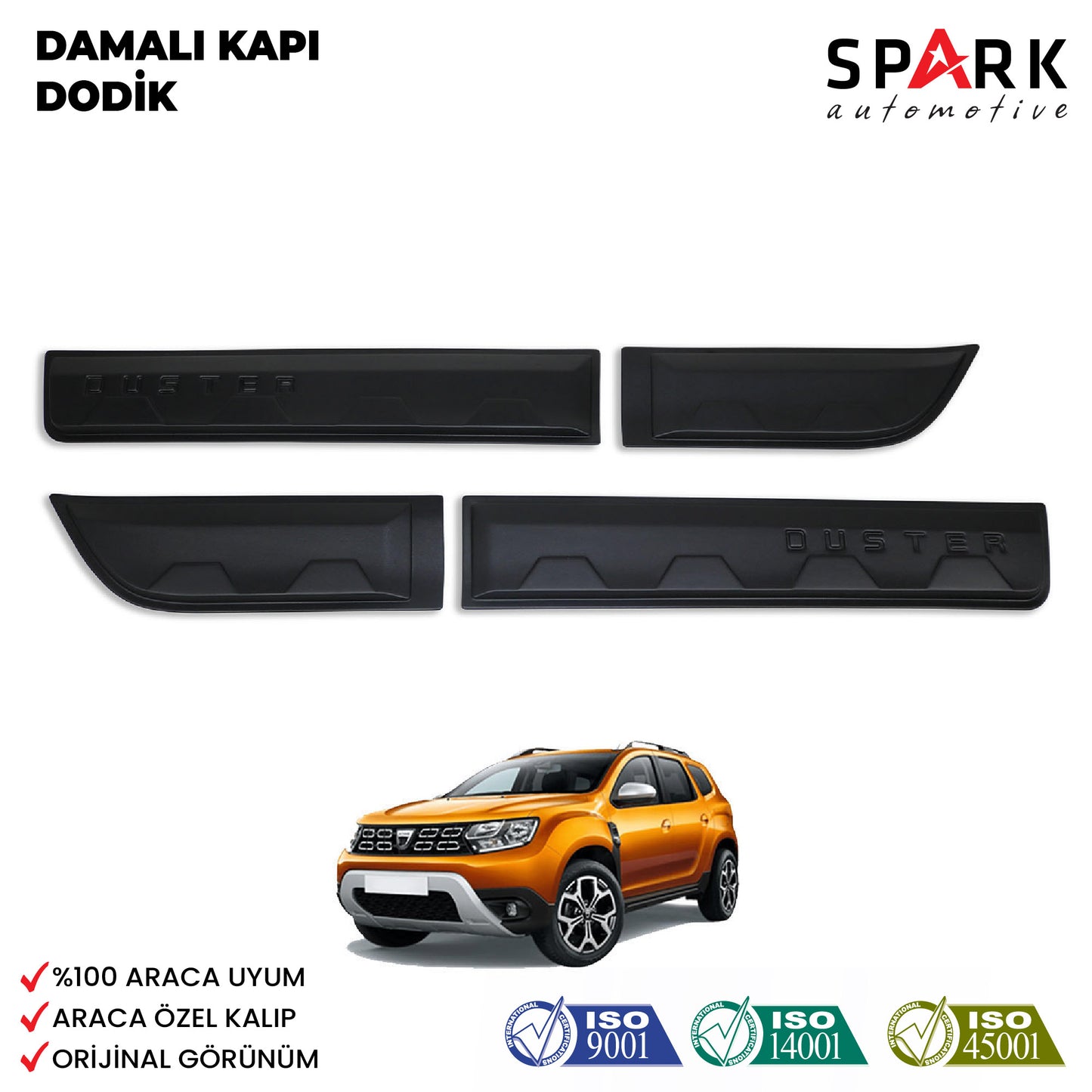 Dacia Duster 2018-2024 Yıl Aralığı Uyumlu Damalı Kapı Dodik 4 Parça