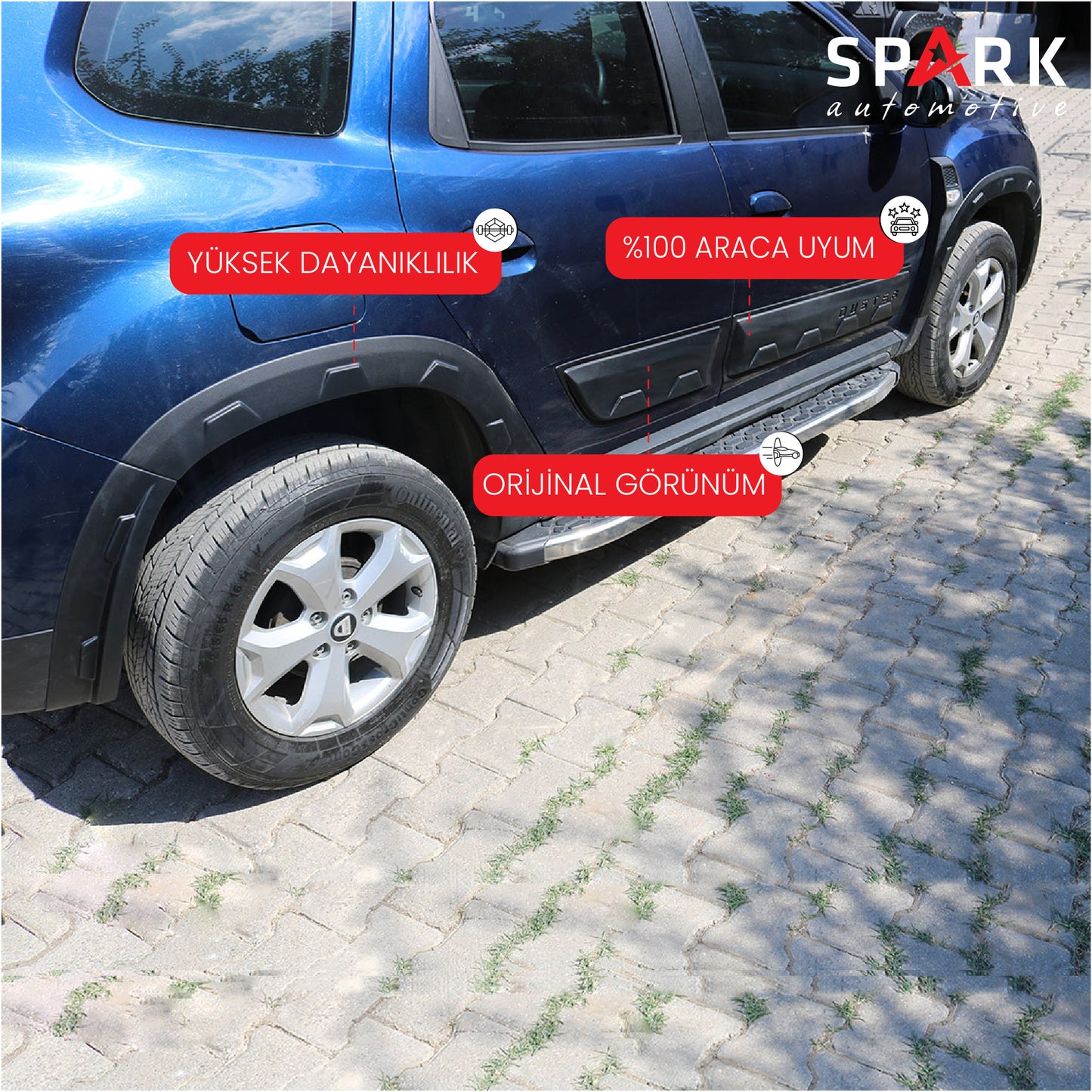 Dacia Duster 2018-2024 Yıl Aralığı Uyumlu Damalı Kapı Dodik 4 Parça