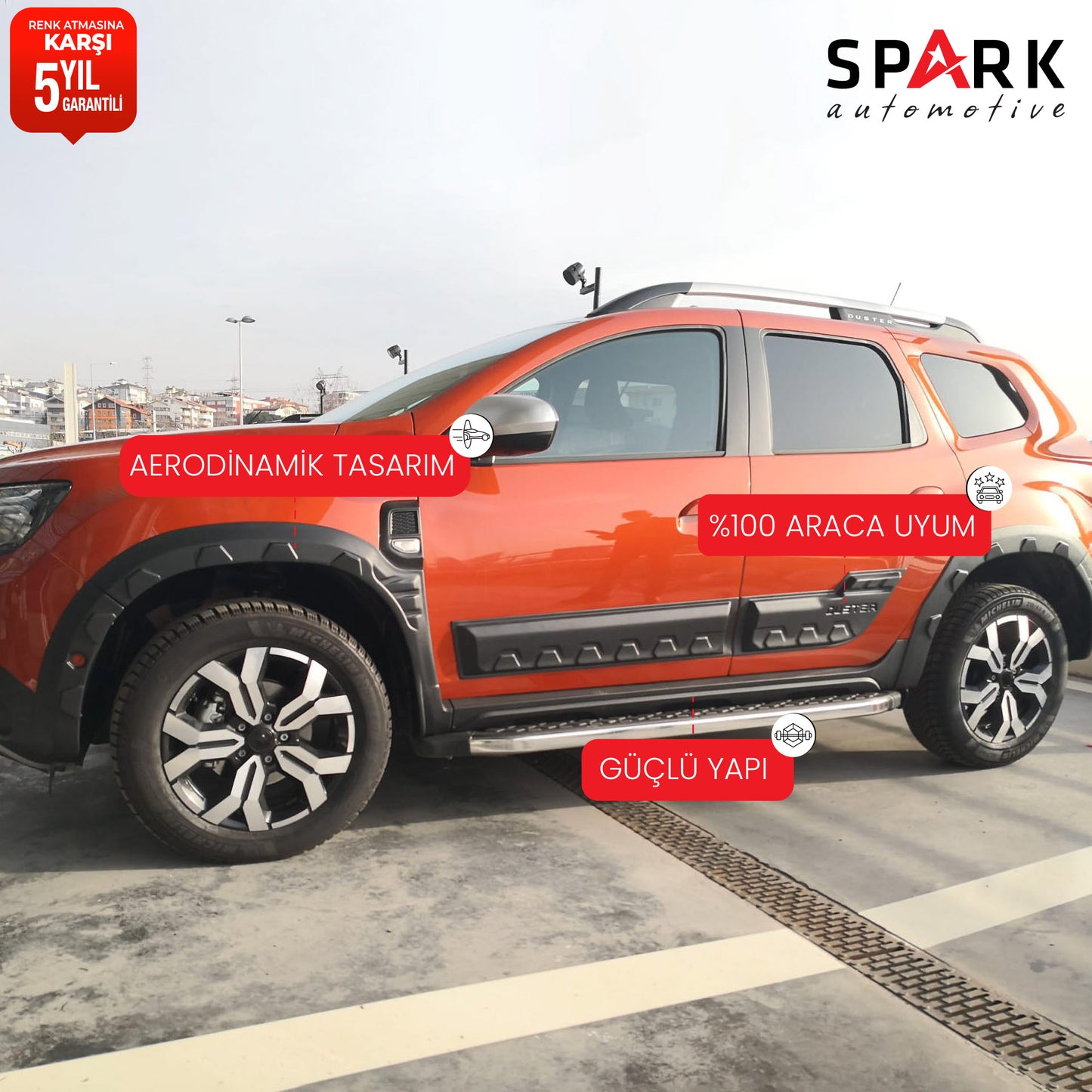Dacia Duster 2018-2024 Yıl Aralığı Uyumlu Hornet Dodik Set 12 Parça