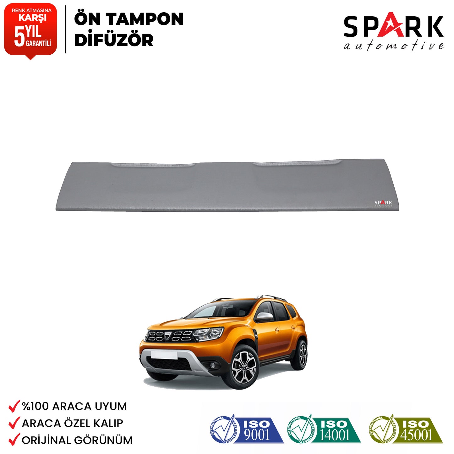 Dacia Duster 2018-2024 Yıl Aralığı Uyumlu Ön Tampon Difüzör