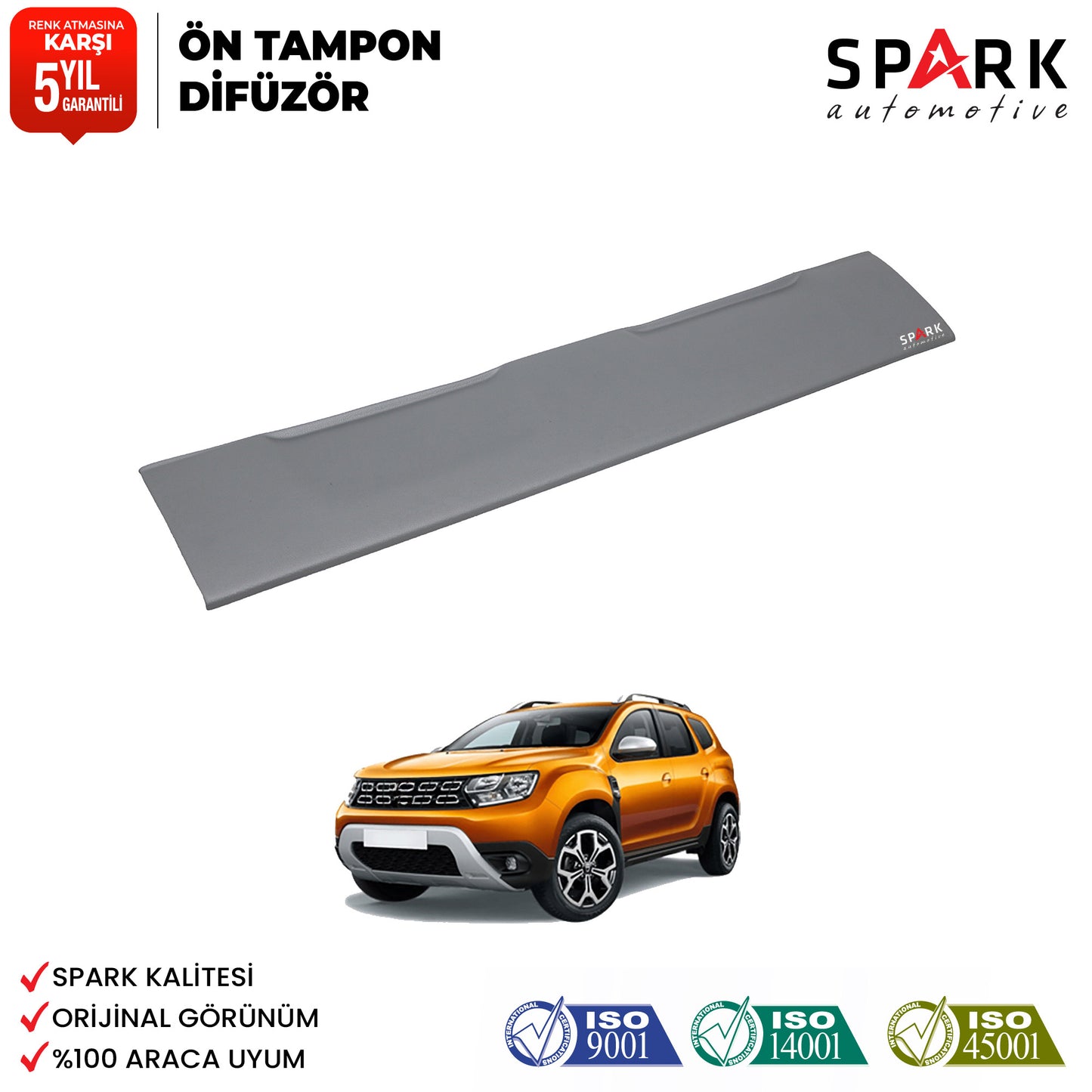 Dacia Duster 2018-2024 Yıl Aralığı Uyumlu Ön Tampon Difüzör