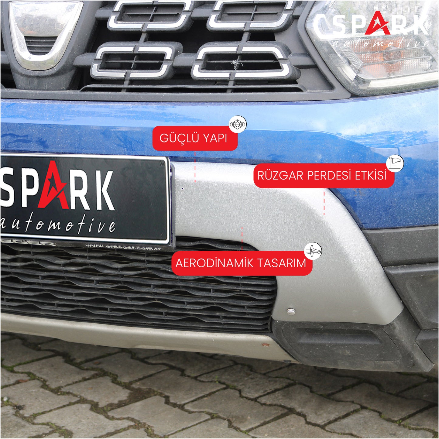 Dacia Duster 2018-2024 Yıl Aralığı Uyumlu Ön Tampon U Difüzör