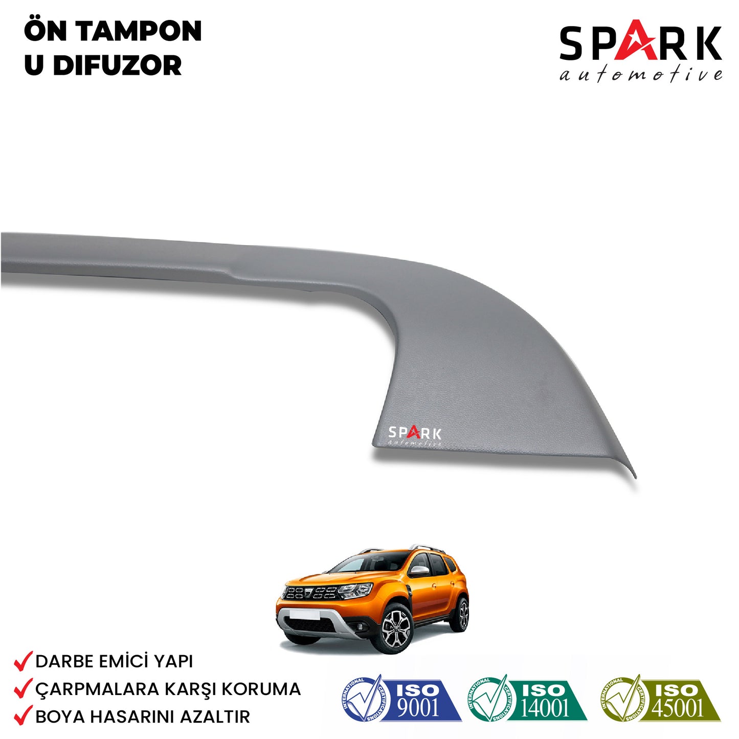 Dacia Duster 2018-2024 Yıl Aralığı Uyumlu Ön Tampon U Difüzör