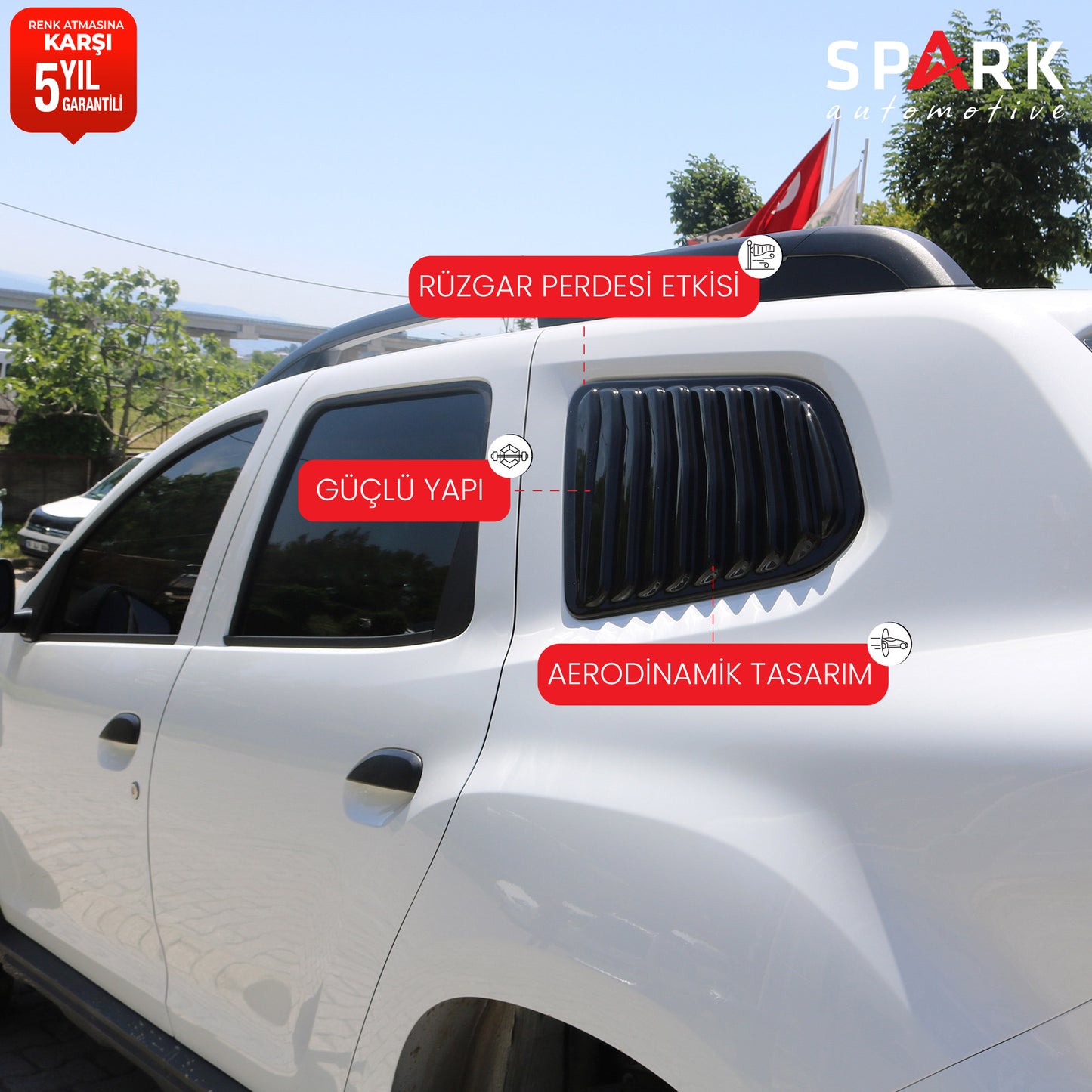 Dacia Duster 2018-2024 Yıl Aralığı Uyumlu Plastik Kelebek Cam 2 Parça