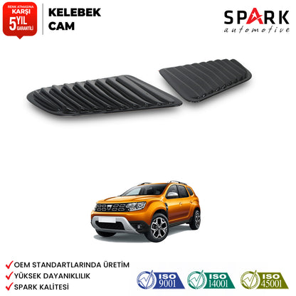 Dacia Duster 2018-2024 Yıl Aralığı Uyumlu Plastik Kelebek Cam 2 Parça