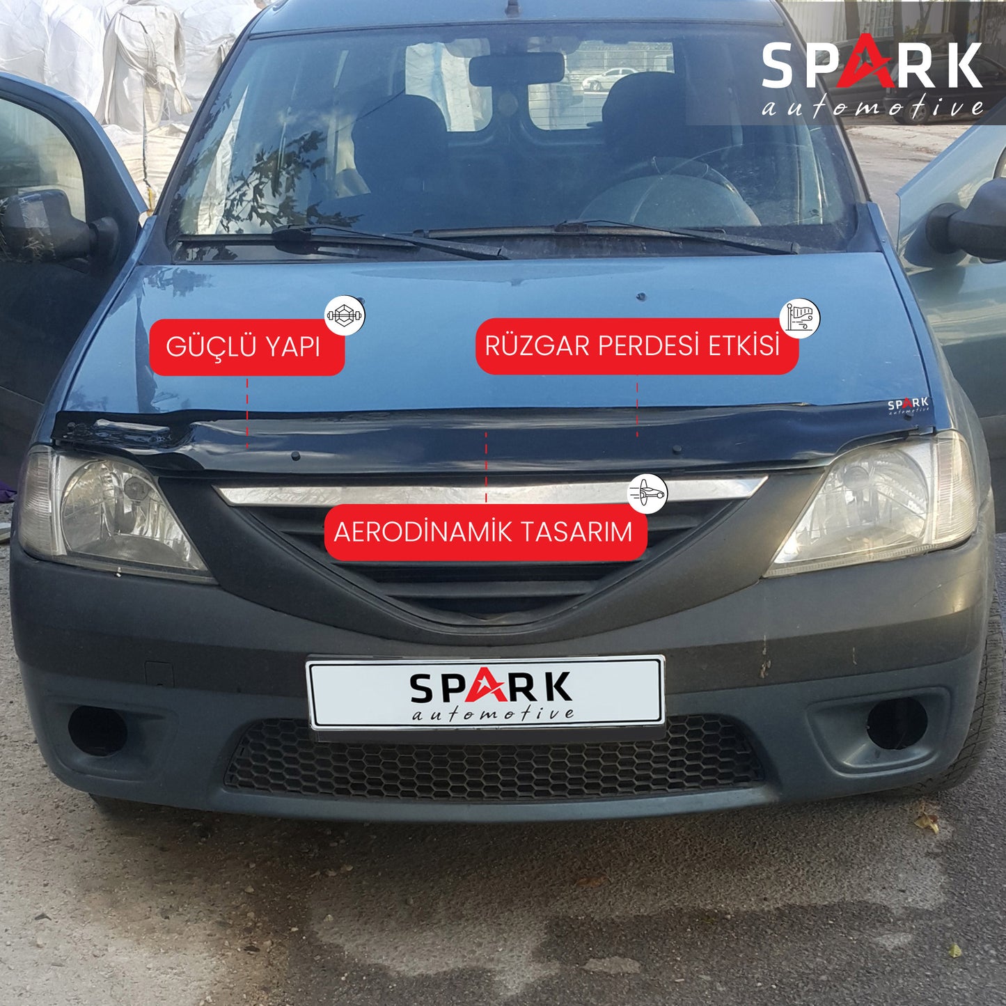 Dacia Logan Mcv 2005-2012 Yıl Aralığı Uyumlu Kaput Rüzgarlığı 3mm