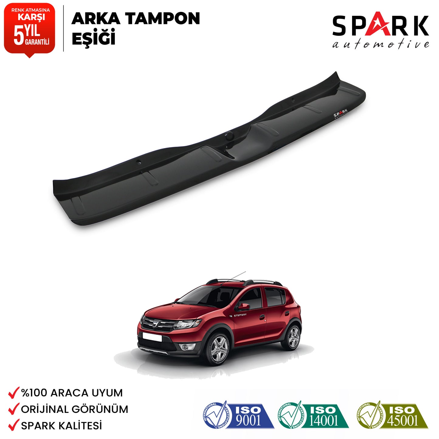 Dacia Sandero 2012-2020 Uyumlu Arka Tampon Eşiği Parlak