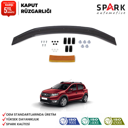 Dacia Sandero 2012-2020 Yıl Aralığı Uyumlu Kaput Rüzgarlığı 3mm