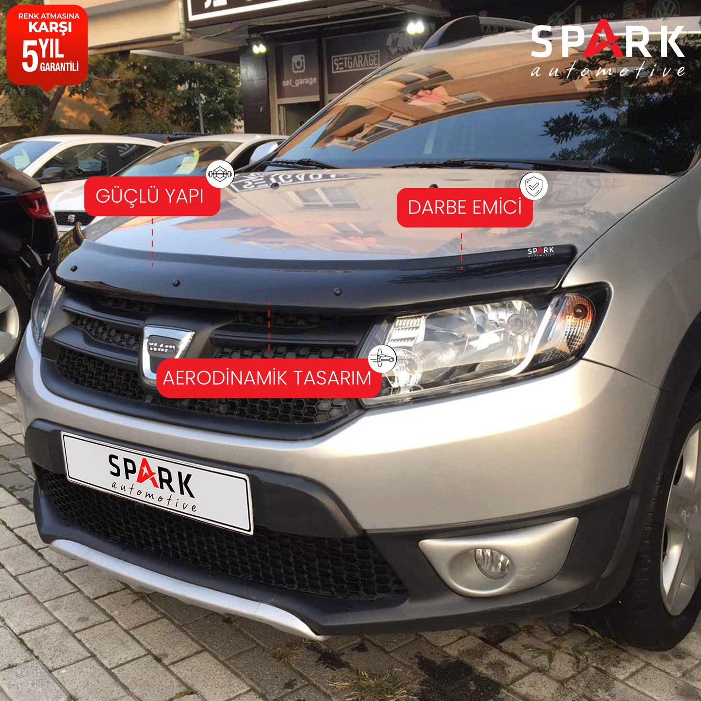 Dacia Sandero 2012-2020 Yıl Aralığı Uyumlu Kaput Rüzgarlığı 3mm