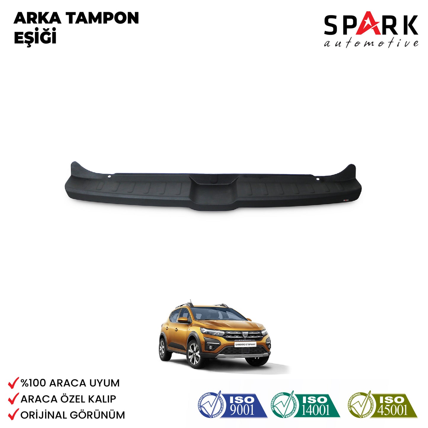 Dacia Sandero 2021- Yılı ve Sonrası Uyumlu Arka Tampon Eşiği Mat