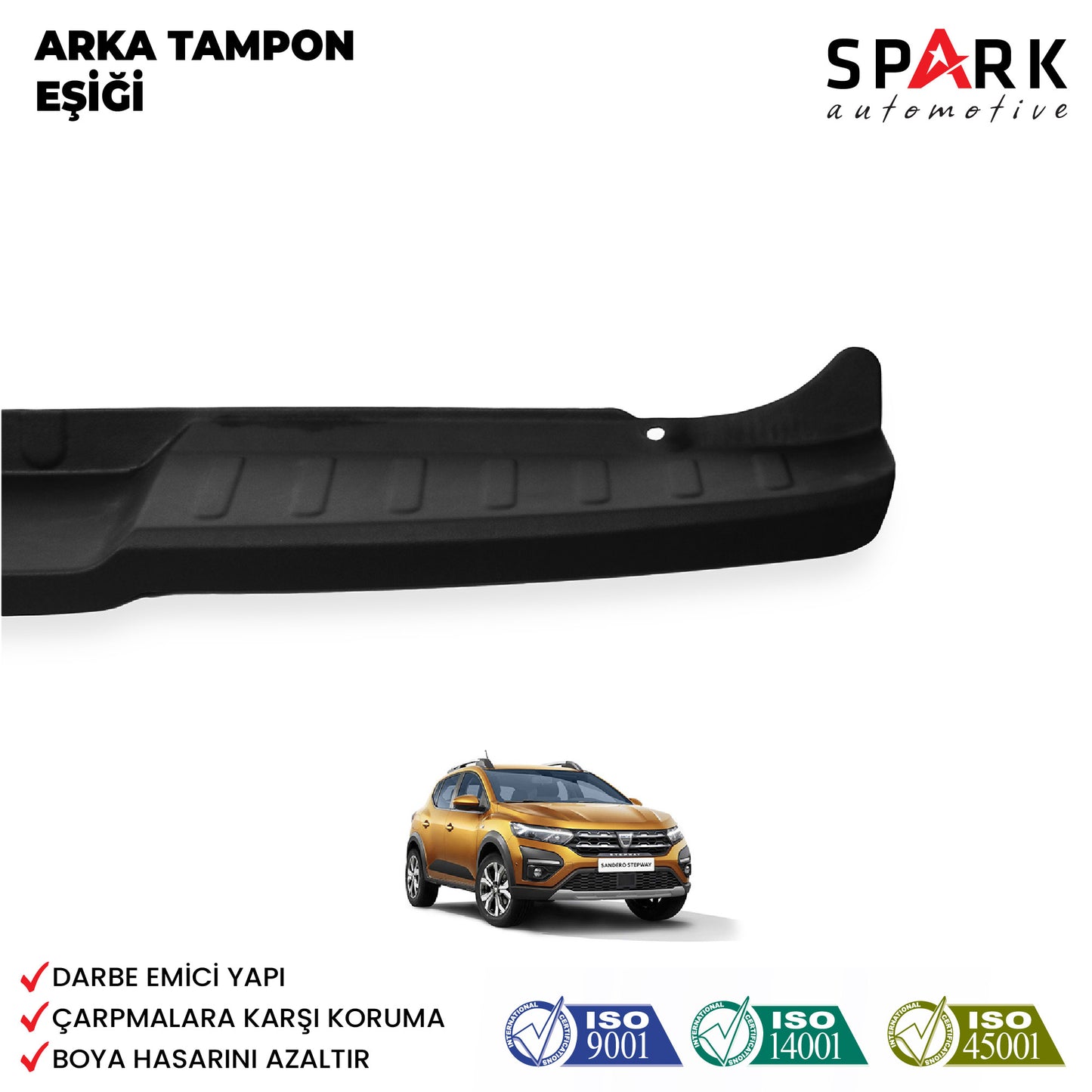Dacia Sandero 2021- Yılı ve Sonrası Uyumlu Arka Tampon Eşiği Mat