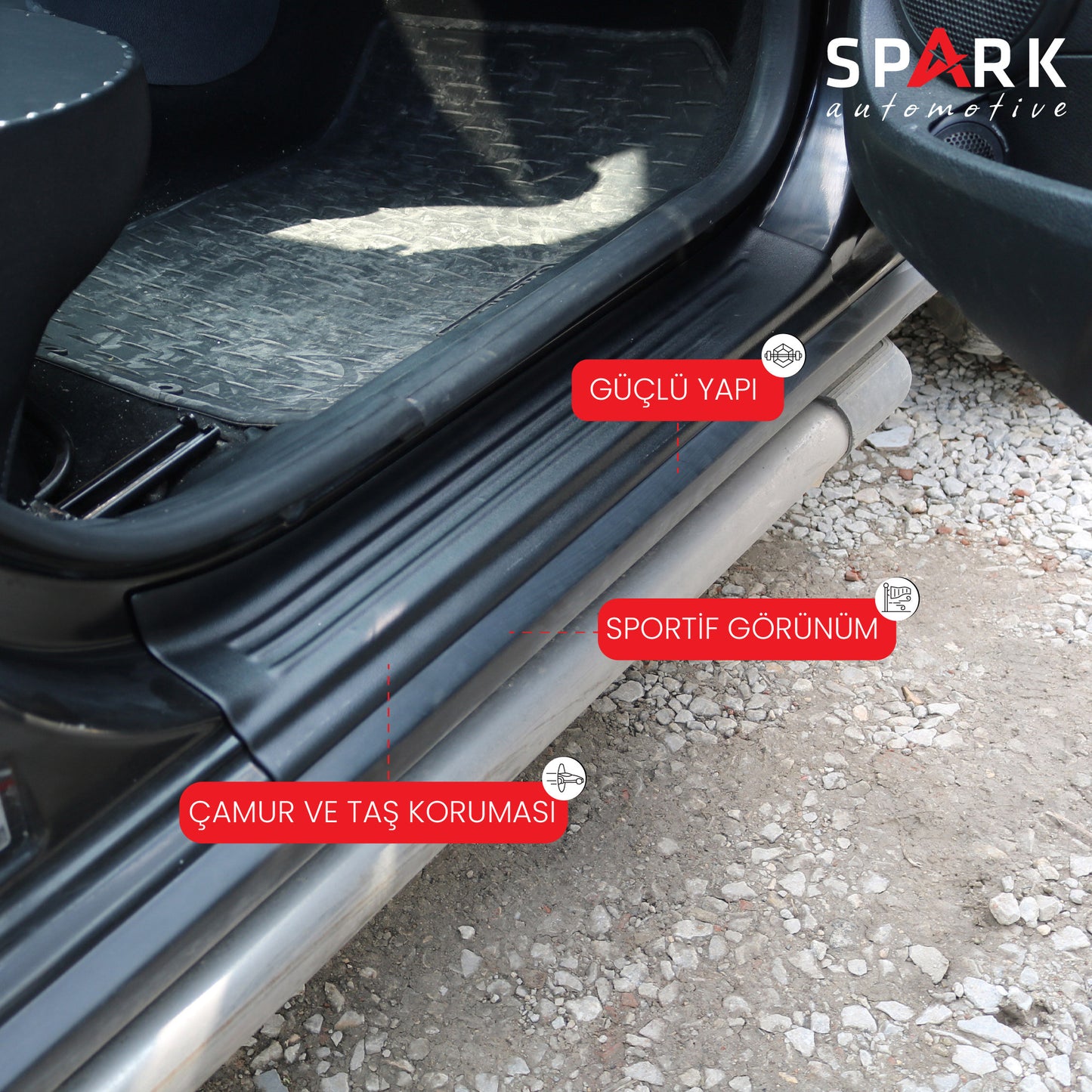 Dacia Sandero 2012-2020 Yıl Aralığı Uyumlu Kapı Eşiği 4 Parça