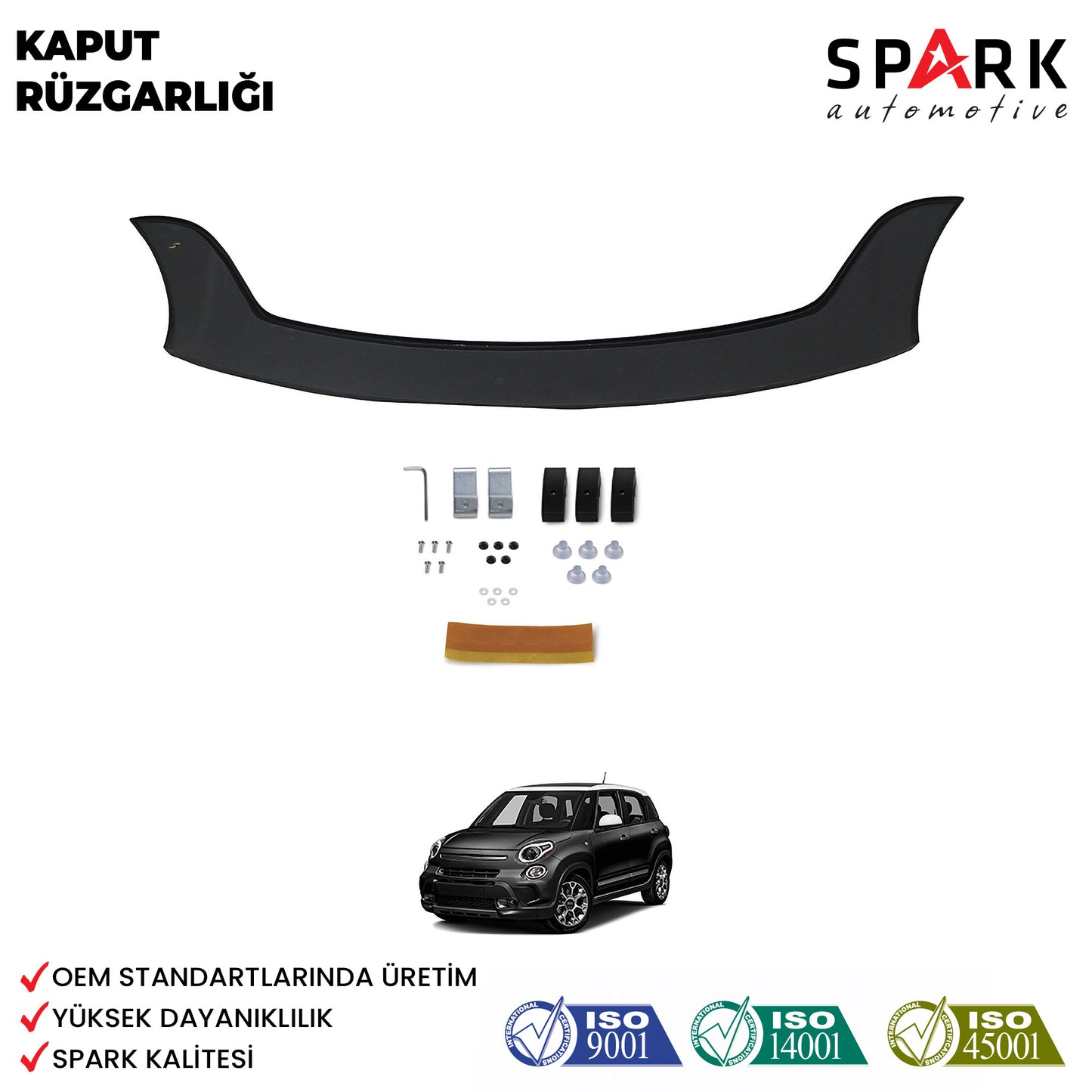 Fiat 500 L 2016- Yılı ve Sonrası Uyumlu Kaput Rüzgarlığı 3mm