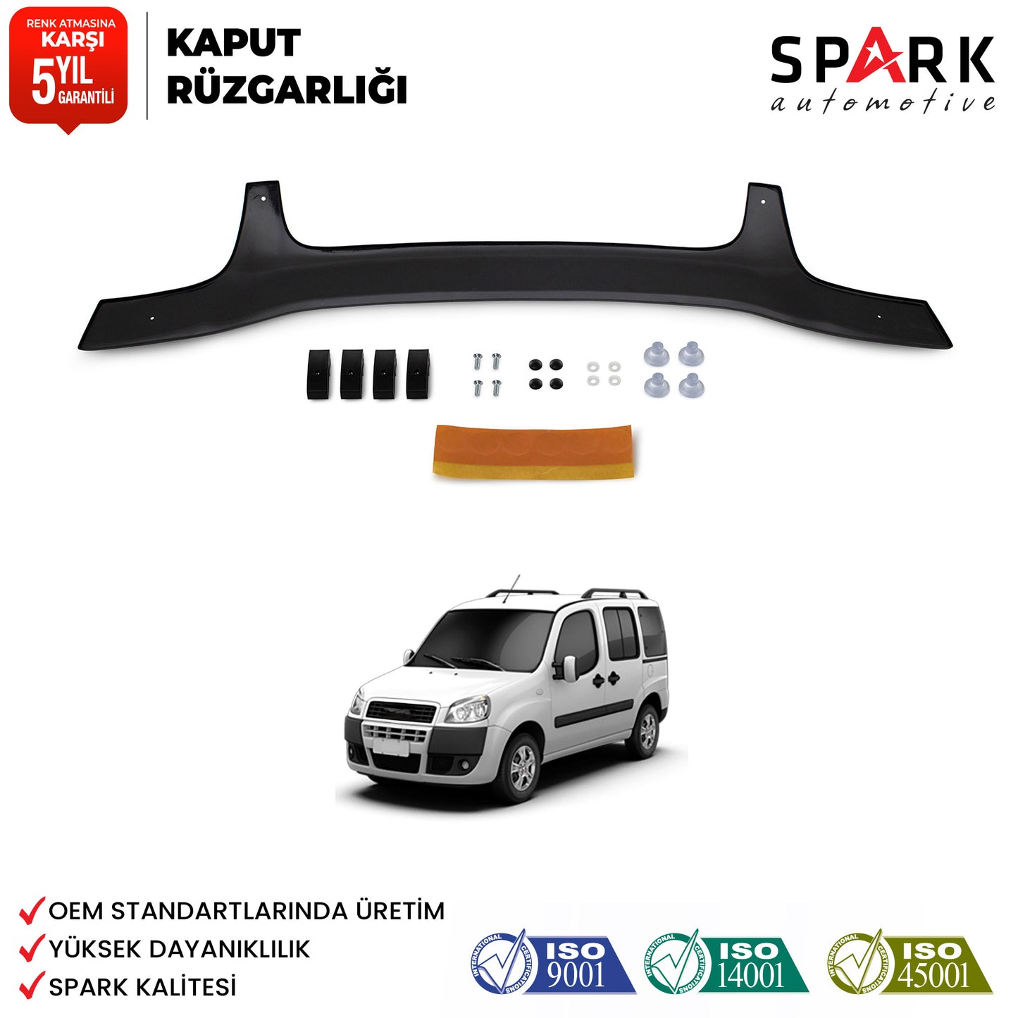 Fiat Doblo 2000-2005 Yıl Aralığı Uyumlu Kaput Rüzgarlığı 3mm