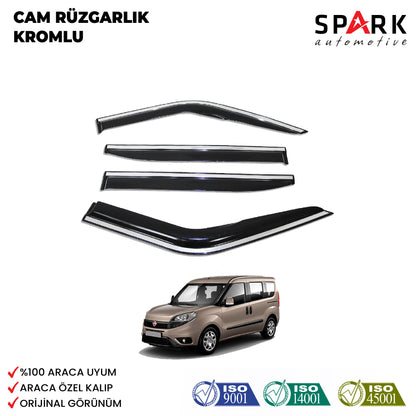 Fiat Doblo 2015-2022 Yıl Aralığı Uyumlu Cam Rüzgarlığı Kromlu 4 Parça