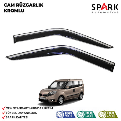 Fiat Doblo 2015-2022 Yıl Aralığı Uyumlu Cam Rüzgarlığı Kromlu 4 Parça